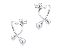 Heart Pearl Silver Stud Earring STS-6127